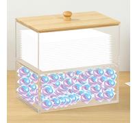 Sutowe Récipient à linge avec tiroir et couvercle en acrylique à 2 niveaux avec étiquette transparente pour sèche-linge, boules de linge, épingles à linge