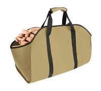 Sutowe Sac de Transport pour Bois de Chauffage, Toile Sac à Bûche Pliable, Porte-Bûches de Bois de Chauffage Imperméable avec Poignée Idéal pour Poêles, Camping, Plage, 60x34x40cm(Kaki)