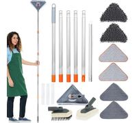 Sutowe Vadrouille de Nettoyage Rotative à 360°, Balai Plafond avec 205cm Télescopique Poignée, Serpillère de Nettoyage avec 6 Interchangeable Microfibre Chenille Pads (Épissage + Tige de Remplacement)