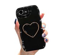 Sutpstmt Coque mignonne pour iPhone 16e/17e avec cadre ondulé et support | Coque de protection antichoc en TPU souple pour filles et femmes