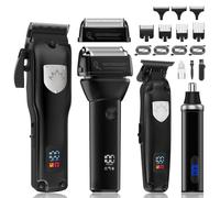 Suttik Ensemble de tondeuse à cheveux 4 en 1 pour homme, tondeuse à barbe, tondeuse nez, oreille, rasoir électrique professionnel, rechargeable, cadeau pour lui