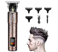 Suttik Tondeuse à cheveux ornée pour homme, sans fil, tondeuse professionnelle pour barber Pro Zero Gapped T-Blade avec écran LCD, or rose