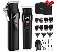 Suttik Tondeuse à cheveux sans fil pour homme - Tondeuse à barbe professionnelle à lame en T rechargeable par USB - Kit de toilettage - Ensemble de tondeuses de barbier - Écran LED