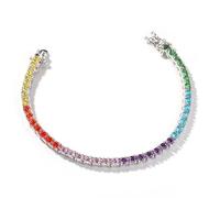 SUTTONRAL Bracelet rivière arc-en-ciel coloré, bijou étincelant en or 14 carats pour femme, bracelet élégant et tendance, cadeau exquis pour maman ou toute personne qui aime une touche de couleur