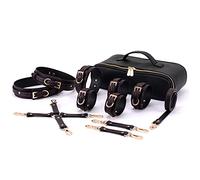 SUTTZZS BDSM Set Contraintes & Bondage, Set De Retenue Set D'esclavage, Trois Couleurs sont Disponibles, Bague À Cuisse, Menottes, Poignets De Cheville, Jouets SM Toys Sex Extreme Couples,Noir