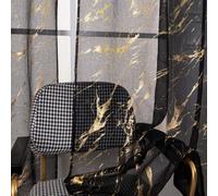 Sutuo Home Lot de 2 rideaux transparents en marbre de 243,8 cm de long, impression feuille d'or métallisée, traitement de fenêtre abstrait pour chambre à coucher, cuisine, salon, 132,1 x 243,8 cm (l x