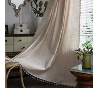 Sutuo Home Rideau bohème de 243,8 cm de long en toile de jute texturée, aspect lin naturel, passe-tringle, chic, semi-occultant, fait à la main, pour salon, 1 panneau 150 x 243,8 cm (l x L)