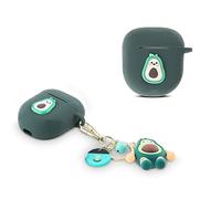 Suublg Coque de protection en silicone pour écouteurs Bose QuietComfort II 2022 avec porte-clés poupée de dessin animé et cordon de protection anti-perte