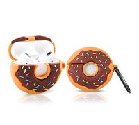 Suublg Joli étui en silicone pour Airpods Pro avec porte-clés, collations de dessin animé, chips de pomme de terre, accessoires Airpod Pro, coque de protection compatible avec Airpods (beignet)