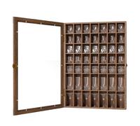 Suuiwau Vitrine pour verres à shot 49 emplacements - Support mural pour verre à shot - Organiseur verrouillable avec porte en acrylique pour collection de verres à liqueur, marron, 1 pièce