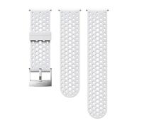 Suunto Bracelet de remplacement Original pour Montres Suunto Spartan Sport WRH, Suunto 9, Silicone, Longueur : 22,9 cm, Largeur : 24 mm, Blanc/Argent, avec Broches de fixation, SS050224000