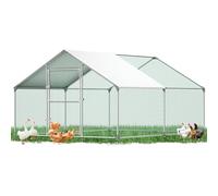 Suusolny 3 x 4 x 2 m - Poulailler en acier galvanisé - Enclos libre pour poules, petits animaux, plantes, petits animaux - Avec toit pare-soleil et porte - Toit pointu - Cage à oiseaux - Cage à