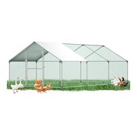 Suusolny 3 x 6 x 2 m - Poulailler en acier galvanisé - Enclos pour poules, petits animaux, plantes, petits animaux - Avec toit pare-soleil et porte - Toit pointu - Cage à oiseaux en métal