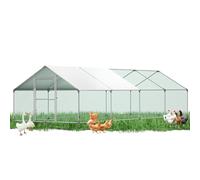 Suusolny 3 x 8 x 2 m - Poulailler en acier galvanisé - Enclos pour poules, petits animaux, plantes, petits animaux - Avec toit pare-soleil et porte - Toit pointu - Cage à oiseaux en métal