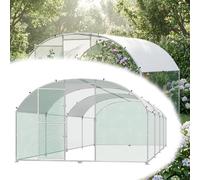 Suusolny Enclos arqué de toit 3 x 8 x 2 m, poulailler en acier galvanisé avec couverture de toit en polyéthylène, connecteurs en PVC épais et loquet pour cage pour animaux de compagnie, cage à poulet