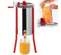 Suusolny Essoreuse à miel en acier inoxydable - 2 alvéoles - Essoreuse diagonale manuelle - Diamètre : 38 cm - Accessoire d'apiculture de qualité supérieure avec structure en acier et manivelle