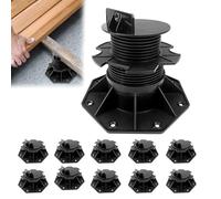 Suusolny Lot de 10 plots pour lames de terrasse, panneaux de terrasse, WPC, hauteur réglable de 60 à 140 mm, sous-structure, palier de plaque