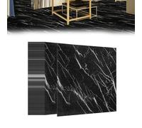 Suusolny Lot de 54 dalles de sol en PVC autocollantes - 5,02 m² - Revêtement de sol en vinyle autocollant - Antidérapants et imperméables - Pour salon, cuisine - Marbre noir