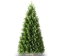 Suusolny Sapin de Noël artificiel en PVC de qualité supérieure - Décoration de Noël pour salon, jardin - Décoration de Noël avec branches denses - 225 cm