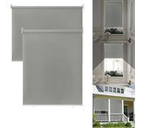 Suusolny Store enrouleur occultant, extérieur, vertical, étanche, pour balcon, terrasse, 140 x 140 cm, gris