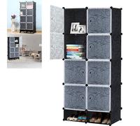 Suusolny Système d'étagères de rangement pour penderie, à monter soi-même, étanche, anti-poussière, noir, 8 boîtes avec porte + 2 boîtes à chaussures