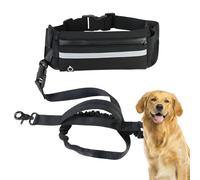 Suuwwn Laisse pour Courir avec Son Chien, Ceinture Laisse Main Libre pour Chien LCeinture de Traction Libre avec Ceinture Abdominale pour Le Jogging la Course Le Vélo la Randonnée Noir