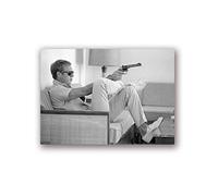Suuyar Steve McQueen Affiche Impression sur Toile Vintage Affiches De Film Peinture Hommes Pistolet Noir Blanc Photographie Photo Accueil Mur Art Décor-60x80 cm Pas de Cadre