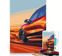 SUV BMW Rouge en Pleine Vitesse Puzzle de 1000 pièces pour Adultes Jeu de réflexion Image Douce et relaxante Assembler Joli Cadeau (50x75cm)