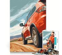 SUV Rouge sur Route déserte Puzzle de 1000 pièces pour Adolescents Stimule la mémoire, apaisement, évasion, Motif à Assembler, Surprise chaleureuse (50x75cm)