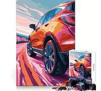 SUV Rouge sur Route sinueuse Puzzle de 1000 pièces pour Adultes Renforce la mémoire, soulage Le Stress Qualité supérieure Cadeau d'anniversaire Surprise (50x75cm)