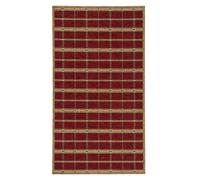 SUVA - Tapis tissé à plat tapis d' intérieur cadre carrés et rayures 60 x 110 cm Rouge