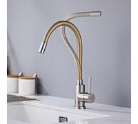 SUVIDA Robinet Cuisine Flexible, Robinet d'évier de Cuisine Orientable à 360°, Mitigeur d'évier Or Acier Inoxydable, Robinets de Cuisine Haute Pression, Économie d'eau