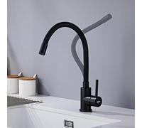 SUVIDA Robinet de Cuisine Noir, Robinet Cuisine Flexible Rotatif à 360°, Mitigeur Cuisine Haute Pression, Monocommande en Acier Inoxydable, Robinets d'évier avec Aérateur d'économie d'eau