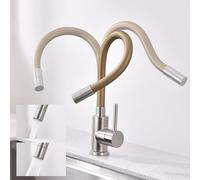SUVIDA Robinet d'évier de cuisine, Robinet Cuisine Flexible avec 2 Types de Jet d'eau, Mitigeur Cuisine Doré Orientable à 360°, Monocommande Haute Pression, Économie d'eau