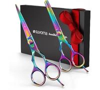 Suvorna Lot de 2 ciseaux de coiffure professionnels de 14 cm avec ciseaux à effiler pour coiffeurs, droitiers, ciseaux de coiffure professionnels, ciseaux de coiffure