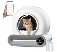 SUW Litière autonettoyante, boîte à litière automatique pour chats multiples, robot 65 L + 9 L, 3 rouleaux de sacs de récupération, désodorisation aux ions négatifs, contrôle par application