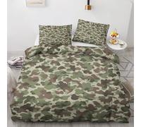 SUWALI Housse de Couette 160x200 Militaire, Parure de Lit Motif Camouflage - Linge de Lit Imprimée 2 Personnes en Microfibre avec Fermeture Éclair, 2 Taies d'oreiller 65x65