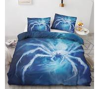 SUWALI Housse de Couette 200x200 Araignée, Parure de Lit Motif Fantaisie Halloween Animaux - Linge de Lit Imprimée 2 Personnes en Microfibre avec Fermeture Éclair, 2 Taies d'oreiller 65x65