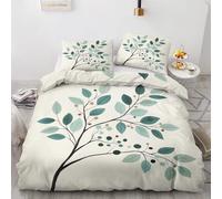 SUWALI Housse de Couette 220x240 Feuille, Parure de Lit Branches et Feuilles 2 Personnes avec Fermeture Éclair, Microfibre Imprimée Réversible Sets avec 2 Taies d'oreiller 65 x 65 cm