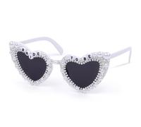 Suwaoo Lunettes de soleil pour enterrement de vie de jeune fille - Lunettes blanches avec strass pour fête prénuptiale, cadeau de future mariée, accessoires de fête