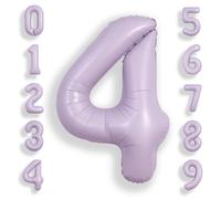 SUWEN 40 Pouces Lavande 4 Ballon Numéro Feuille Anniversaire Grand Chiffre | 4e Anniversaire Jubilé Fête Décorations Grands Ballons Numéros 0-9 Hélium Jumbo Géant Grande Mylar