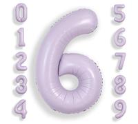 SUWEN Ballons en aluminium à l'hélium de 101,6 cm en forme de grand chiffre 6 violet pour décoration de fête d'anniversaire géante numéro 0-9 ballon numérique géant fuchsia anniversaire de 6 ans