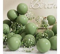 Suwen Vert Sauge Ballons et Confettis Ballons Lot de 47PCS 10 Pouce Latex Baudruche Hélium Vert Sauge Ballon Gonflable pour Décoration Fête Anniversaire Baby Shower
