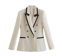Suwequest Blazer décontracté à double boutonnage pour femme avec ouverture sur le devant et manches longues