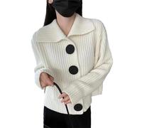 Suwequest Cardigan ample et épais à gros boutons pour femme - Pull tricoté pour l'automne et l'hiver - Veste à manches longues, ivoire, Taille unique