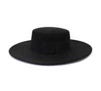 Suwequest Chapeau Fedora à large bord pour femme, chapeau d'hiver en laine pour mariage, jazz, chapeau plat en feutre, Noir 02, 6 7/8/7 1/8