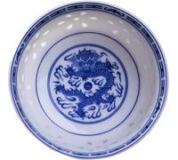 SUWFEZUF Bols de Service Bol à Riz, Vaisselle en Porcelaine Bleue et Blanche, Vaisselle Dragon Chinois, Bols à Soupe Ramen en céramique,5inch