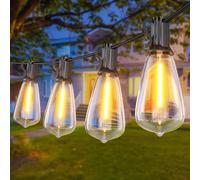 SUWIN 36.5M Guirlande Guinguette,120ft ST38 Guirlande Lumineuse Exterieure avec E12 60+2 Ampoules LED Imperméable, Blanc Chaud Chaîne Lumiere Exterieur pour Jardin Patio Fête Mariage Noël Extérieur