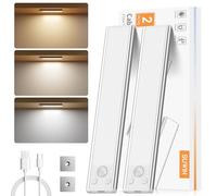 SUWIN Eclairage Cuisine Sous Meuble, Lampe Placard, Reglette Led Rechargeable Usb avec Détecteur de Mouvement 3 Modes D’Éclairage, Pour Cuisine, Placard, Escalier, Miroir, Mur (2 Pack)
