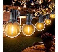 SUWIN Guirlande Guinguette 9M, 30ft G40 Guirlande Lumineuse Exterieure avec E12 15+1 Ampoules LED IP45 Imperméable, Blanc Chaud Décoration Chaîne Lumiere Exterieur pour Jardin Patio Fête Mariage